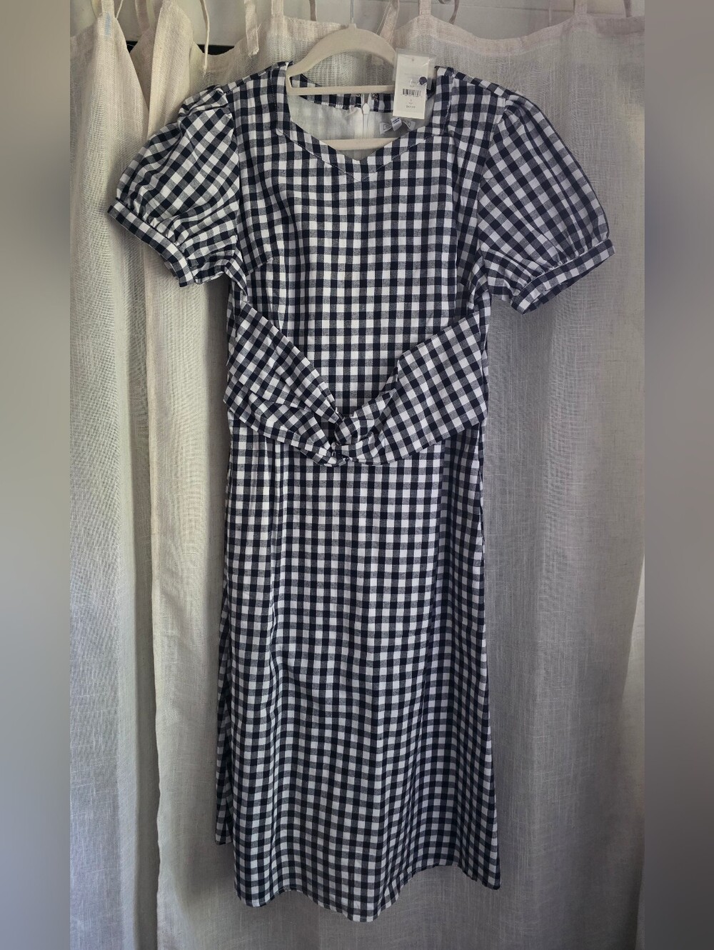 Sweet Salt Navy & White Gingham Twist-Waist Midi Dress